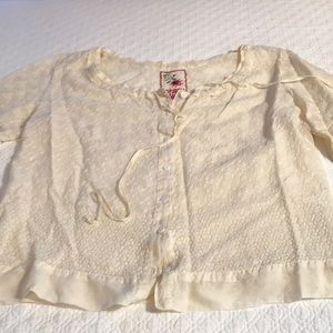 Johnny Was heavily embroidered lace top.